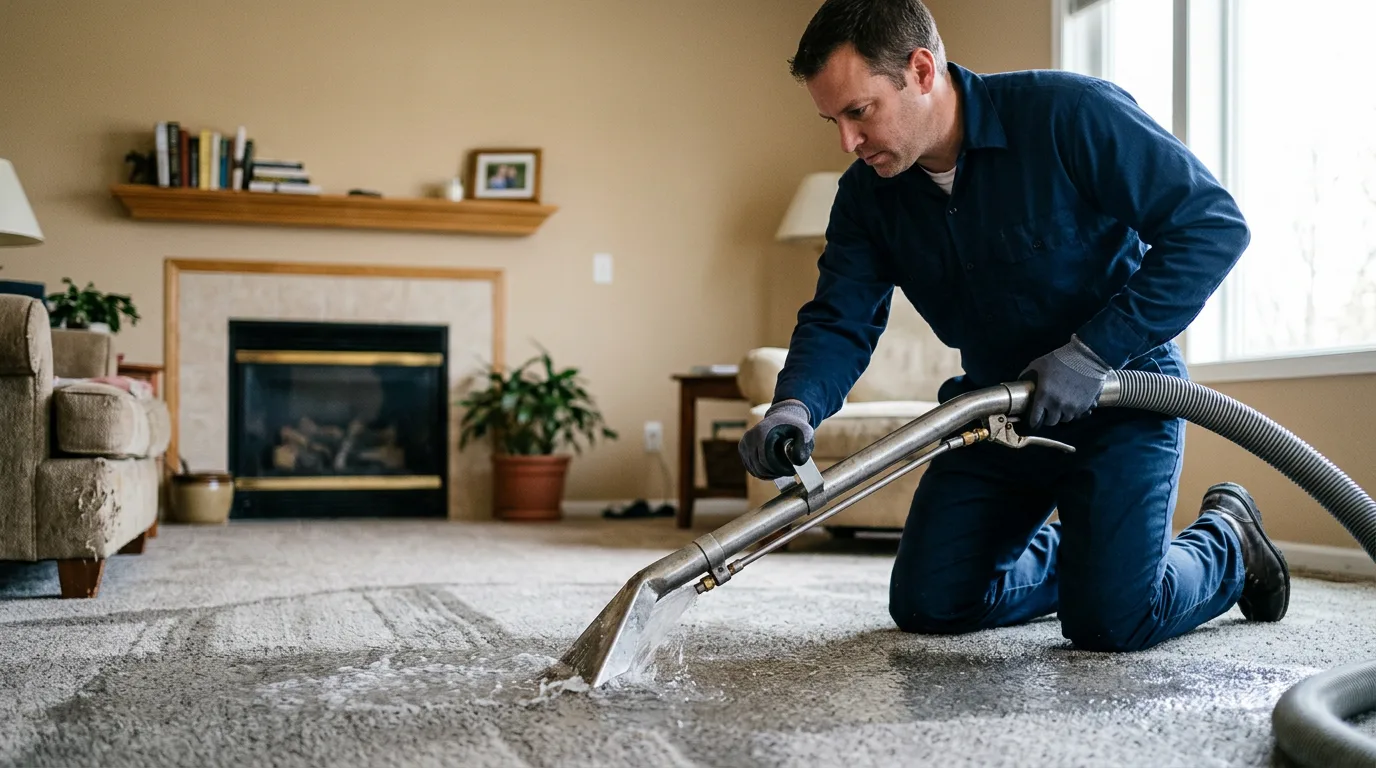 Water damage restoration technician working near Sulphur Springs, IN
